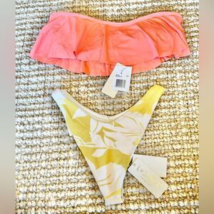 Nwt l*space ruffle coral Hawaiian Rylee cheeky bikini